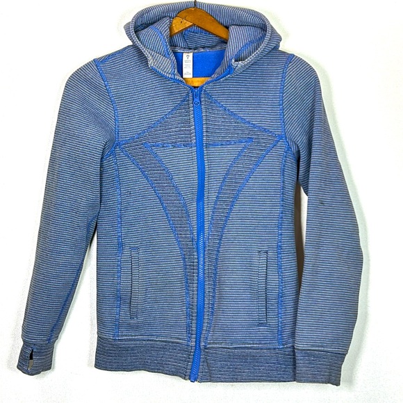 Ivivva Size 12 Girls Hoodie Full Zip Kids Lululemon Scuba Warm Sweater Blue Kid - Picture 1 of 8